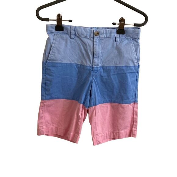 Vineyard Vines Blue & Pink Colorblock Shorts Adjustable Waist Size 14 - Picture 1 of 4